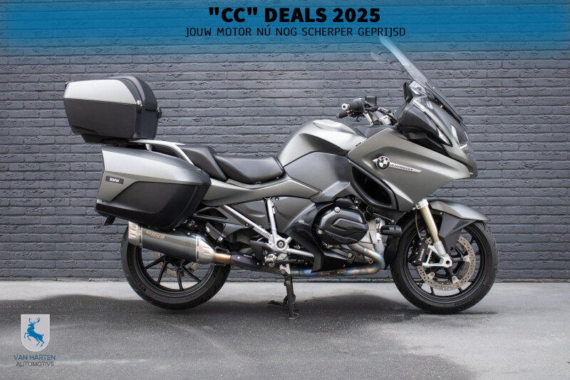 BMW R 1200 RT / BTW / Matt grijs / Titanium Akrapovic bochten / BOS demper