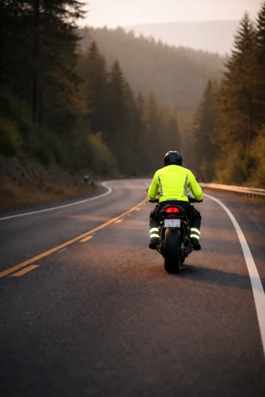 Zichtbaarheid op de weg bij motorrijden: positie, snelheid, licht en kleding